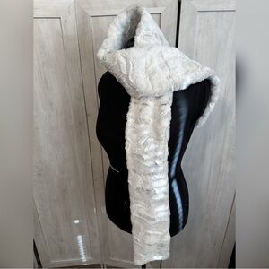 Handmade White Gray Minky Mink Like Short Chunky Rabbit Faux Fur Scarves Scarf